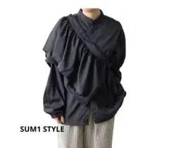 【SUM1 STYLE】フリル付きスポーティシャツ　ブラック　新品タグ付き