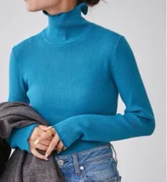 タートルネック長袖青