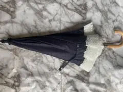 晴雨兼用長傘　日傘　 紺と白のレース　近沢レース　資生堂ノベルティー新品 晴雨兼用長傘 日傘 紺と白のレース 近沢レース 資生堂ノベルティー新品