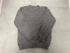 グレー クルーネック ニットセーター　厚手