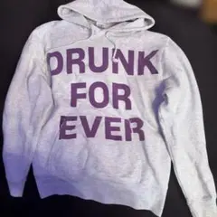DRUNK FOR EVER ロゴ プルオーバー パーカー グレー