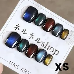 892:カラフルマグネットグラデーションベリーショートネイルチップ☆XSサイズ