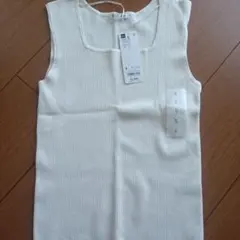 GU リブニットスクエアネック タンクトップ