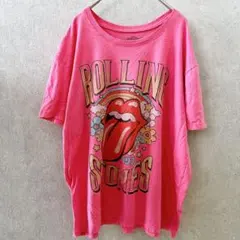 【バックプリント】ザ・ローリング・ストーンズ ツアーTシャツ ピンク 【L相当】
