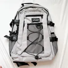 メッシュ ダブル ストリング バックパック リュック 大容量 グレー