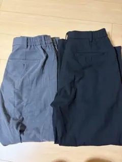 ユニクロ　タックワイドパンツ　2本セット グレー ブラック