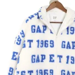 【美品】GAPギャップ ロゴ総柄ボアフリースジップジャケット EST.1969