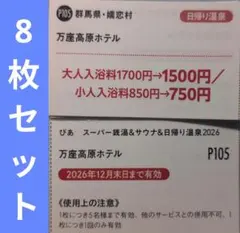 万座高原ホテル 入浴料　割引券　8枚セット