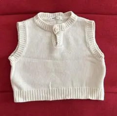 美品　80サイズ　オフホワイト　ベスト　ベビー　男　女　レア　春　秋　冬　防寒
