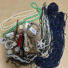 遺品まとめ・ネックレスと時計のセットジャンク品