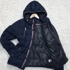 ビームス ダウンジャケット L ネイビー トリコロール フード 肉厚 極暖