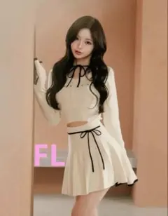 Darich ウエストオープンリボンデザインニットミニワンピースFleeL