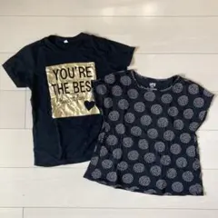 【ユニクロ】他　キッズ　Tシャツ　２枚セット　黒　ブラック　140②
