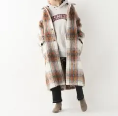 【未使用】JOURNAL STANDARD シャギーチェックコート オレンジ