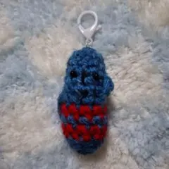 青いハニワさんのあみぐるみキーホルダー