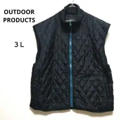 アウトドアプロダクツ 3L 黒 キルティングダウンベスト薄手 襟裏ボア