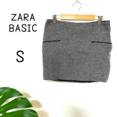 ザラベーシック【Ｓ】サマーツイード　スカート　ミニスカート　チェーン　グレー