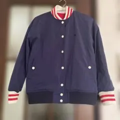 Champion スタジャン ネイビー ロゴ入り ジャケット