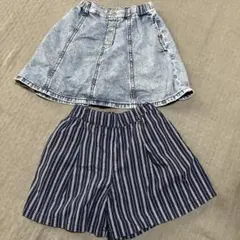 デニムスカートとストライプショートパンツセット 120