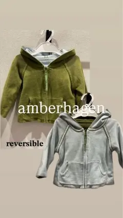 美品amberhagen リバーシブル ジップアップパーカー 約28cm