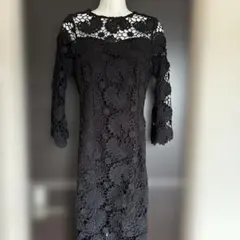 黒　タイトドレス　タイトワンピース　ブラック　レース仕様　透け