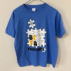 希少 ギルダン パズルロゴTシャツ ブルー アメカジ レトロ 古着女子Y2K Mのサムネイル
