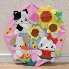 折り紙　リース　夏　ひまわり ❤︎のサムネイル