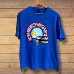 美品 XL ギルダン ポルシェ クラブレーシング 両面プリント Tシャツ 青