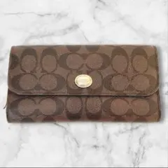 E*I様 中古【Coach】コーチ シグネチャー柄 3つ折り長財布