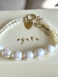 アガット　ゴールドパールブレスレット