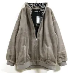 新品 フェイクファー ビッグ フード ジャケット メンズ グレージュ M
