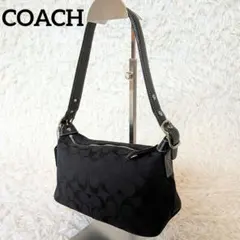 極美品✨️COACH　シグネチャー　ワンショルダーバッグ　アクセサリーポーチ　黒
