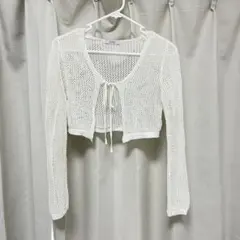 ホワイトメッシュクロップドカーディガン
