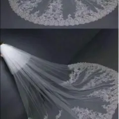 花柄刺繍ロングウェディングベール