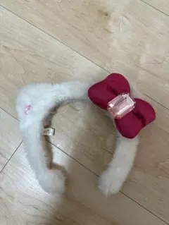 USJ カチューシャ 白とピンクのリボン　ハローキティ