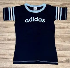 adidas ストライプ Tシャツ ネイビー