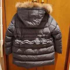 暖かダウンコート130 グレーのチェック柄