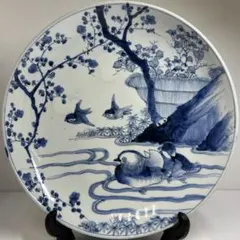 U348-1 清朝期 古染風景花弦文 皿 中国古美術 時代傷有 た - メルカリ