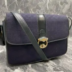 ✨美品✨GUCCI GG ショルダーバッグ ネイビー キャンバス レザー ロゴ