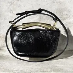 ZARA メタルハンドル ショルダーバッグ ブラック　ゴールド 結婚式のサムネイル