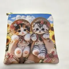 フラットポーチ ねこ柄 両面パネル ❤️ハンドメイド - メルカリ