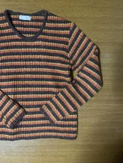 ボーダーセーター ニット ブラウンオレンジ カーディガン ユニクロ SHEIN