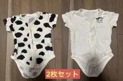 ベビー ロンパース 80cm 2点セット まとめ売り 半袖 ダルメシアン柄 牛柄