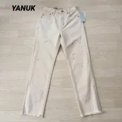 新品　ヤヌーク YANUK ハイウエストアネット ペイントデニム　カットオフのサムネイル