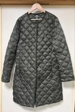 超美品　ユニクロ　ウルトラライトダウンコート　インナー　カーキ　L　レディース