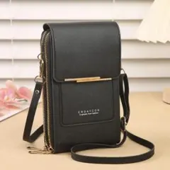 スマホショルダー スマホポーチ ショルダーバッグ 多機能 財布 ブラック