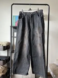 coln ダメージワイドデニム ワイドパンツ ストリート ブラックデニム 韓国