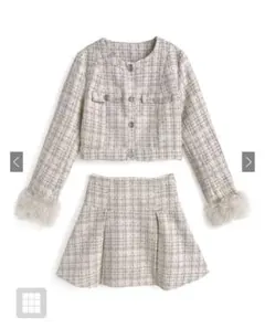 GRL ファースリーブジャケットメミニスカートツイード セットアップ