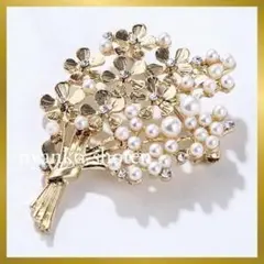 花束ブローチ パール風 ビジューン フォーマル オケージョ ブーケ プレゼント