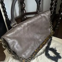 LANVIN 2 wayショルダーバッグ ハンドバッグ べっ甲 ランバン レザー